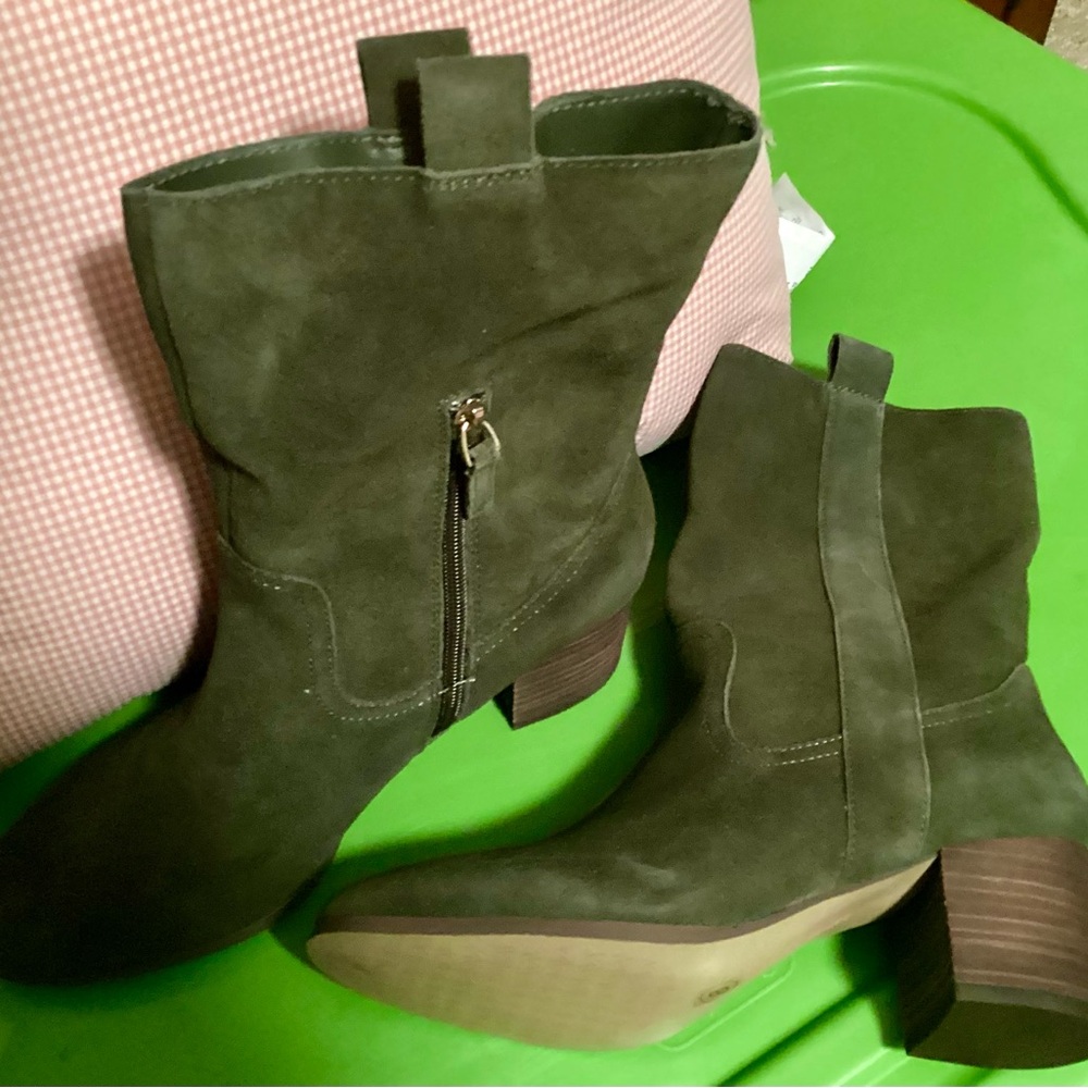 Olive Green Heeled Boots